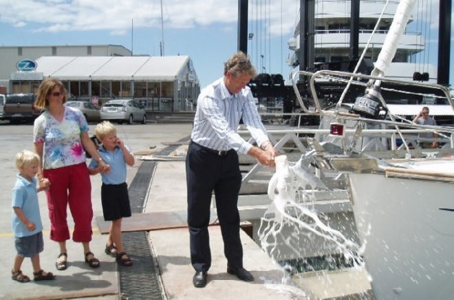 The Durent family launches their new Bavaria 46 cruiser, El Torito in Auckland. Delivery of a Bavaria production yacht typically takes four to five months from the time of order to launch in New Zealand - including shipping from Germany. © International Marine Brokers New Zealand www.internationalmarine.co.nz
